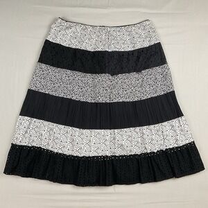 Kim Rogers Tiered Midi Skirt 2X Black White Boho Grannycore‎ Cottagecore Modest